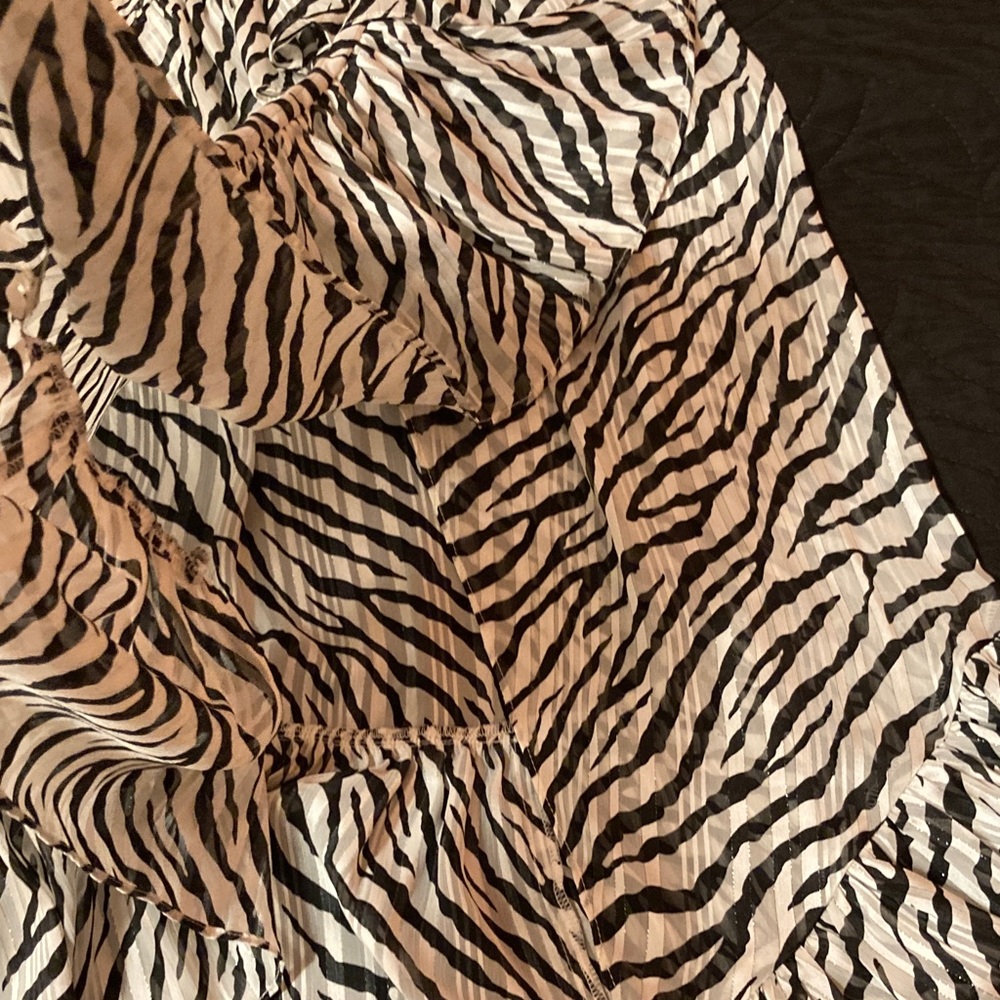 Maje Ribou Zebra-Print Ruffle Midi Dress - Picture 8 of 9